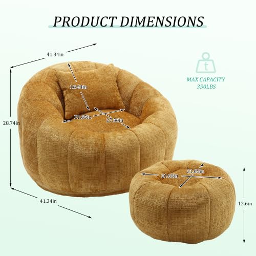 Oversized Round Bean Bag Chair with Ottoman & Pillow N872892