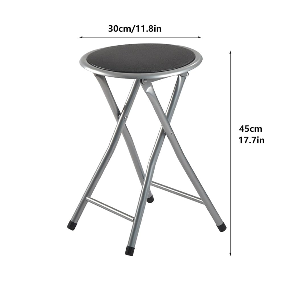 2 Pcs Portable Folding Stools, 18 Inch 330 Lb Capacity Black A47393