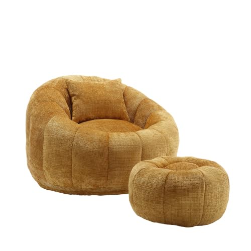 Oversized Round Bean Bag Chair with Ottoman & Pillow N872892