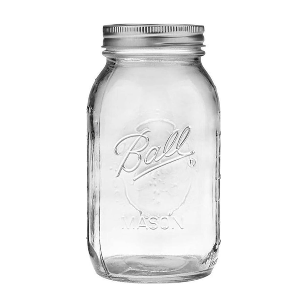 Regular Mouth 32-Ounces Mason Jar with Lids and Bands, Clear, Pack Of 2 L69295