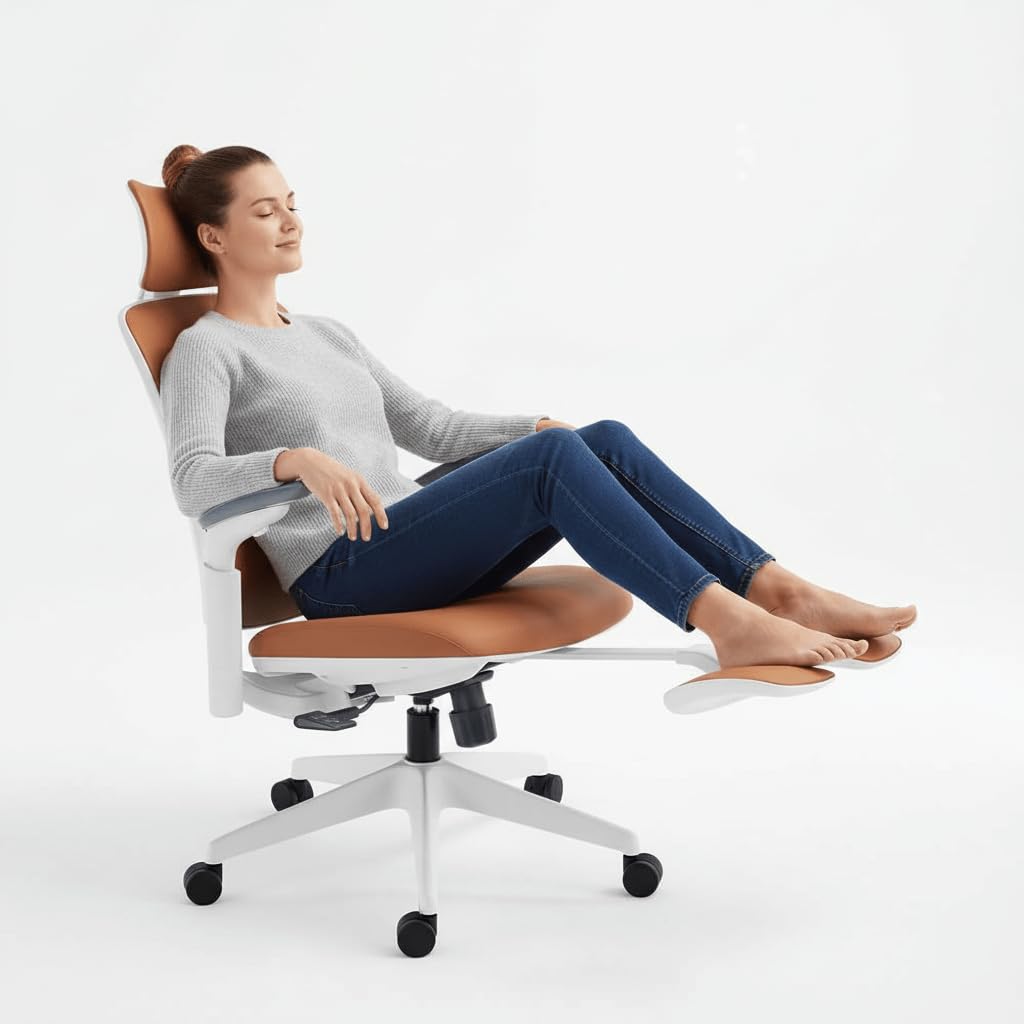 Leather Ergonomic Office Chair with Footrest Q70204