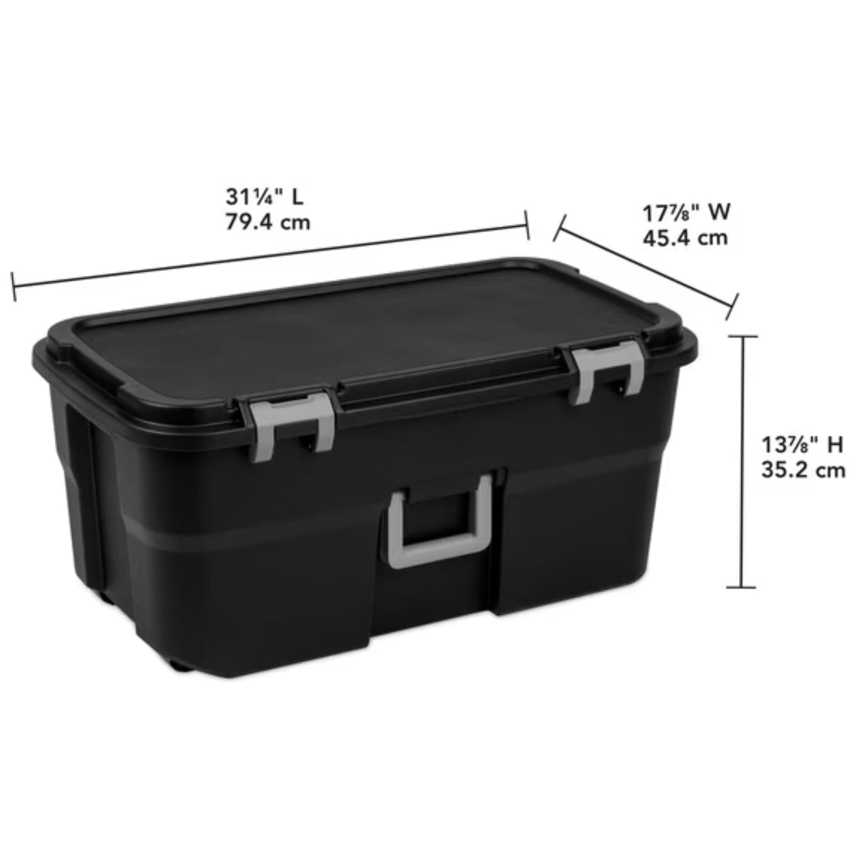Black 22 Gallon Wheeled Plastic Storage Trunk K2245