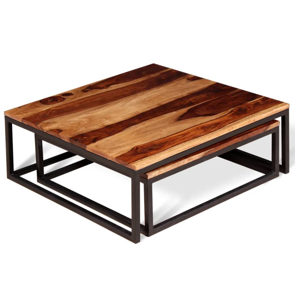 Two Piece Solid Sheesham Wood Nesting Coffee Table Set S212996