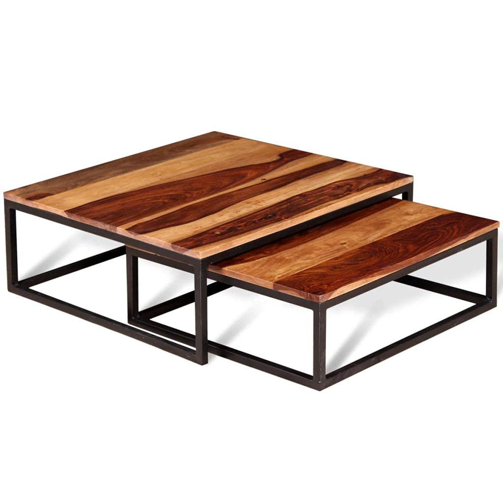 Two Piece Solid Sheesham Wood Nesting Coffee Table Set S212996