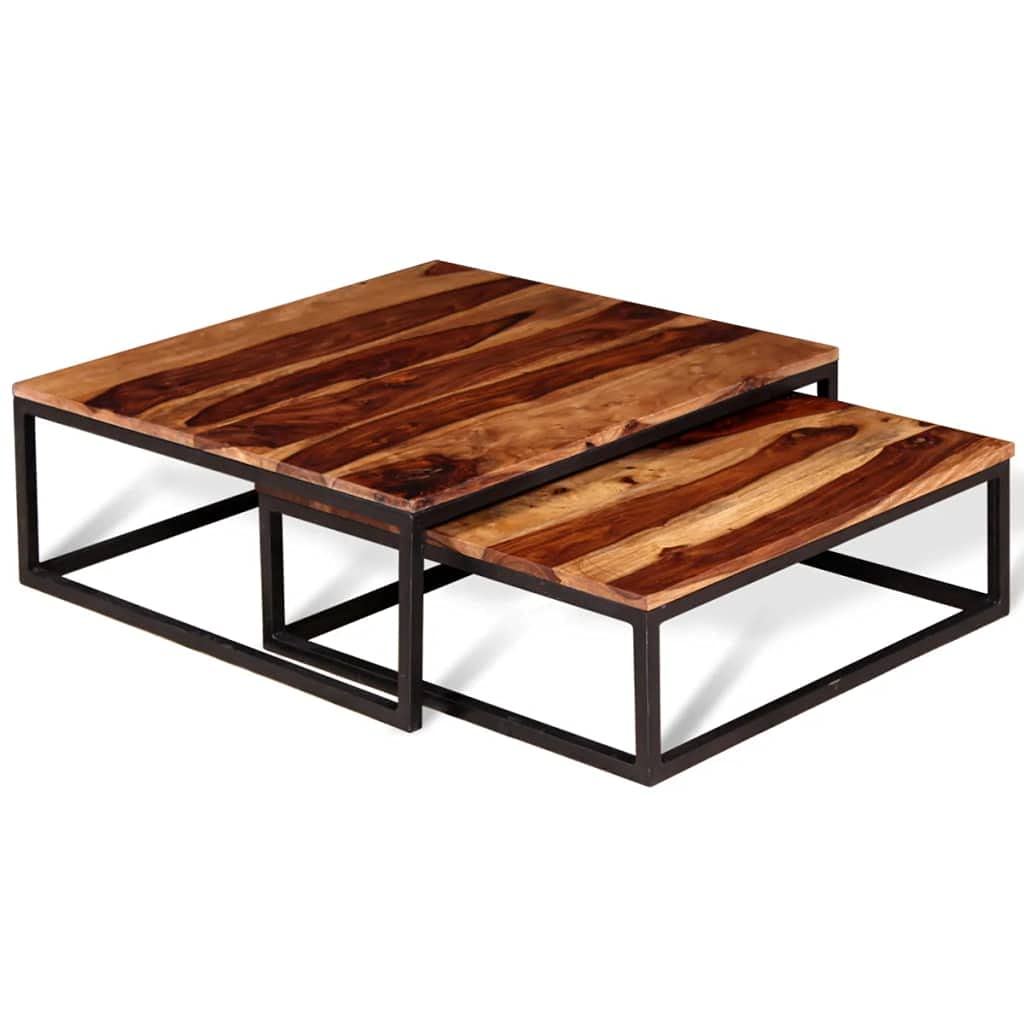 Two Piece Solid Sheesham Wood Nesting Coffee Table Set S212996