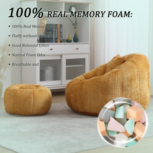 Oversized Round Bean Bag Chair with Ottoman & Pillow N872892