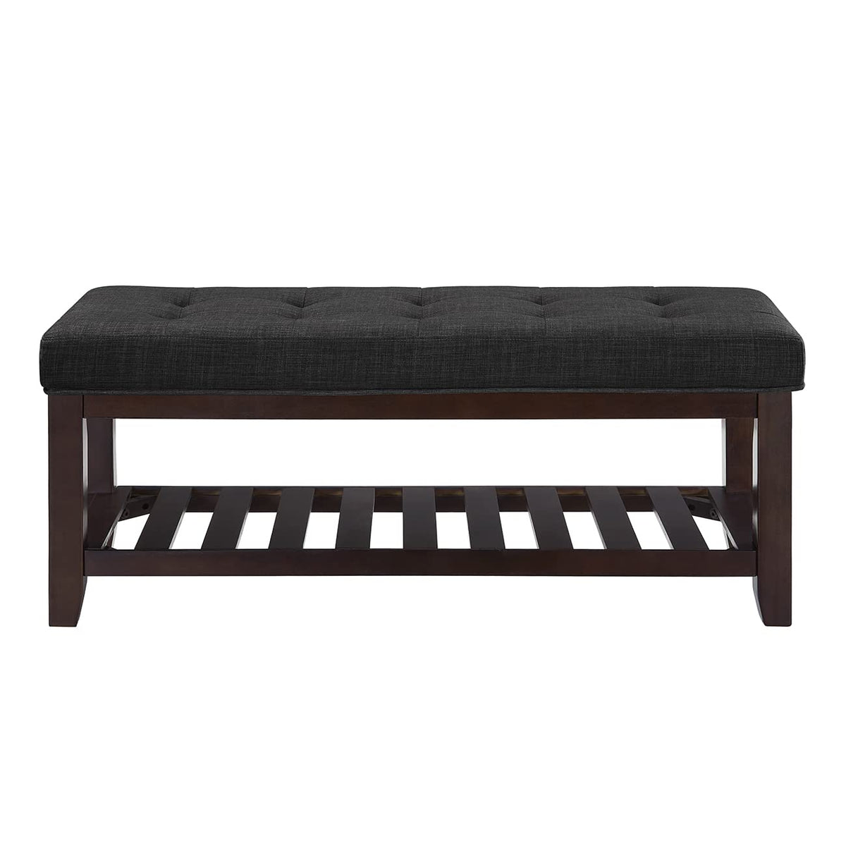Large Rectangular Upholstered Tufted Linen Ottoman Bench P35823