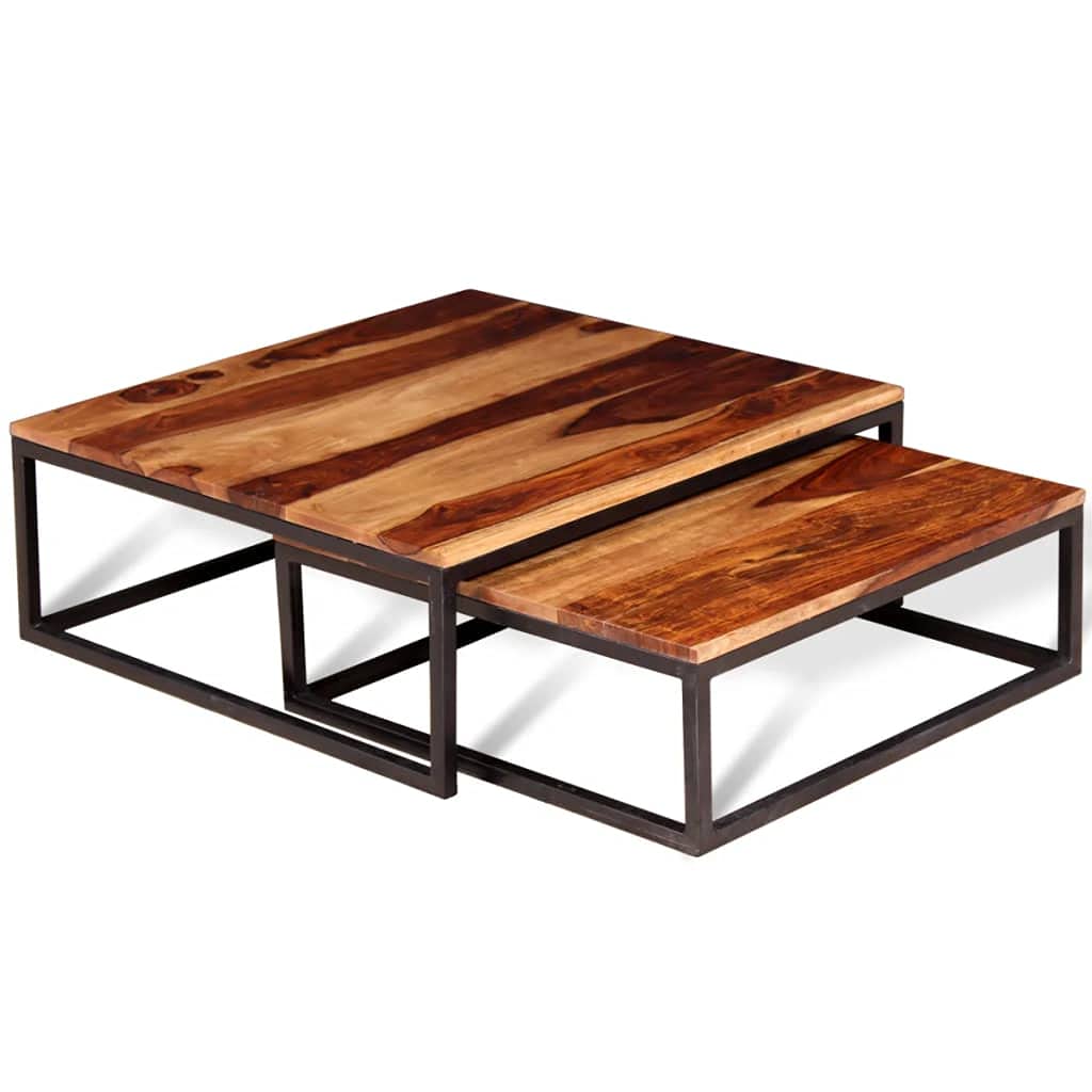 Two Piece Solid Sheesham Wood Nesting Coffee Table Set S212996