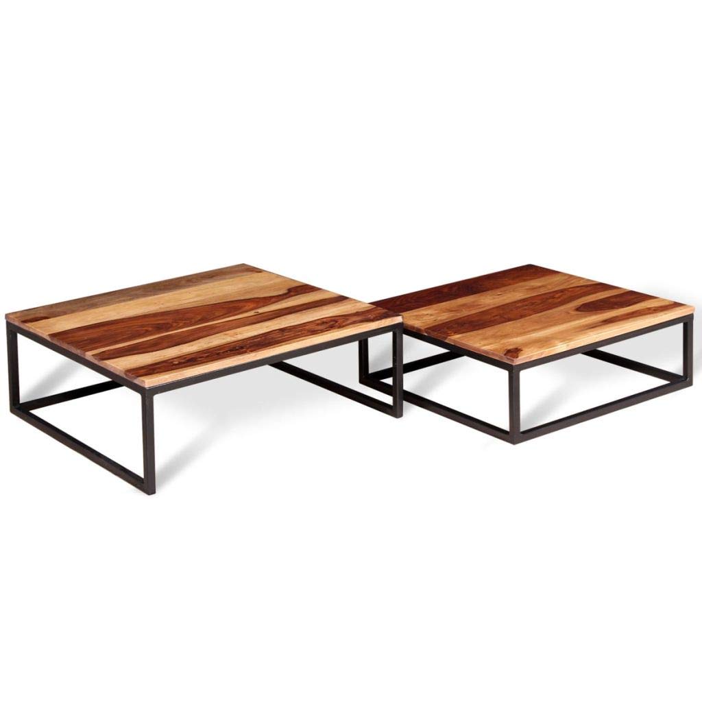 Two Piece Solid Sheesham Wood Nesting Coffee Table Set S212996