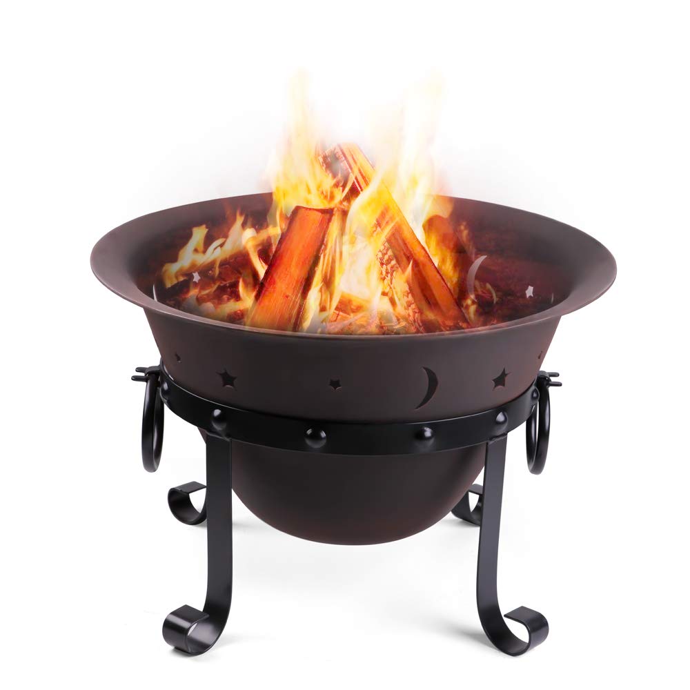 Cast Iron Round Fire Pit with Mesh Screen & Poker U808835