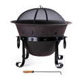 Cast Iron Round Fire Pit with Mesh Screen & Poker U808835