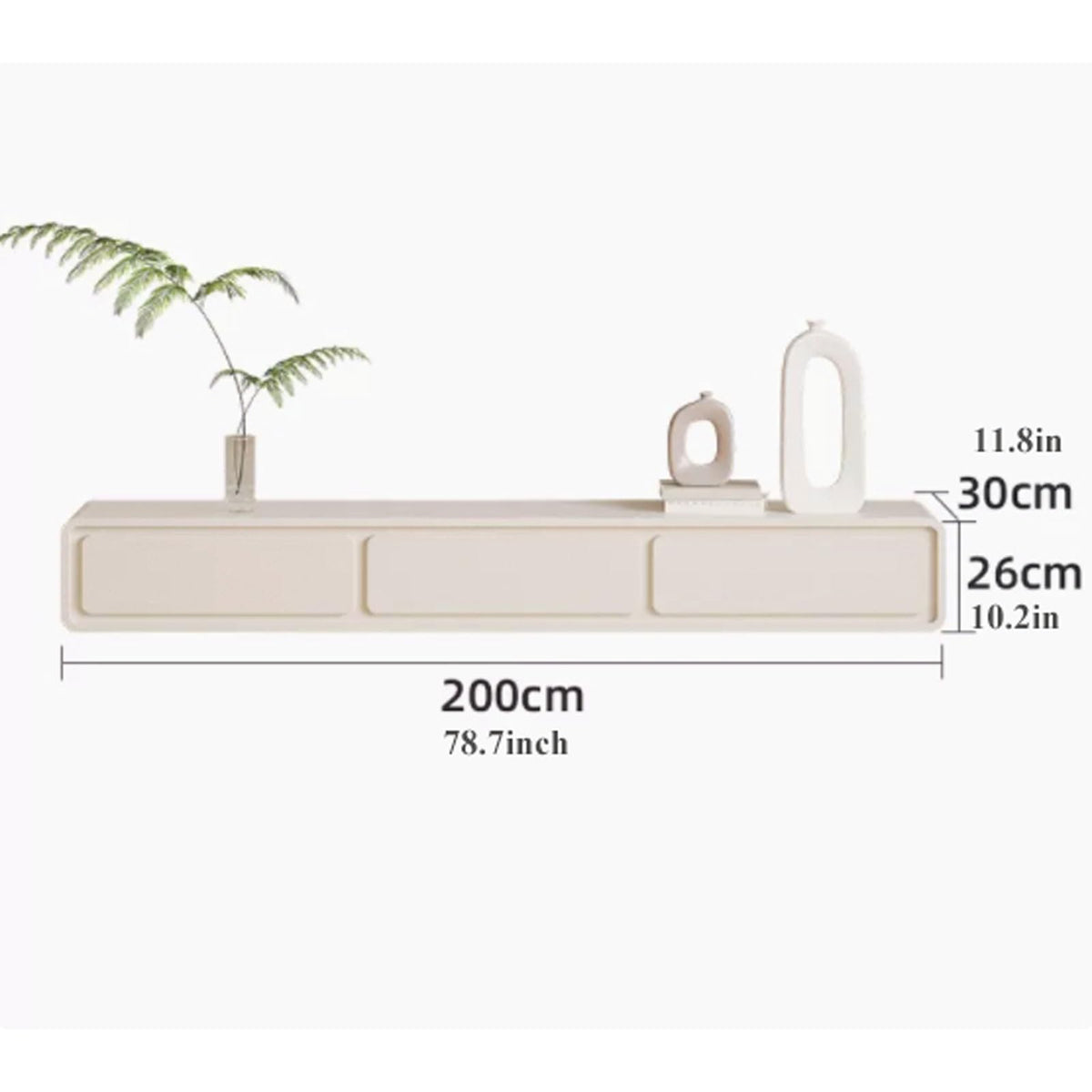 Cream White Floating TV Stand with Drawers G80347