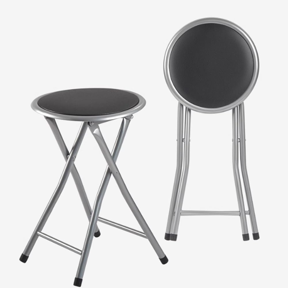 2 Pcs Portable Folding Stools, 18 Inch 330 Lb Capacity Black A47393