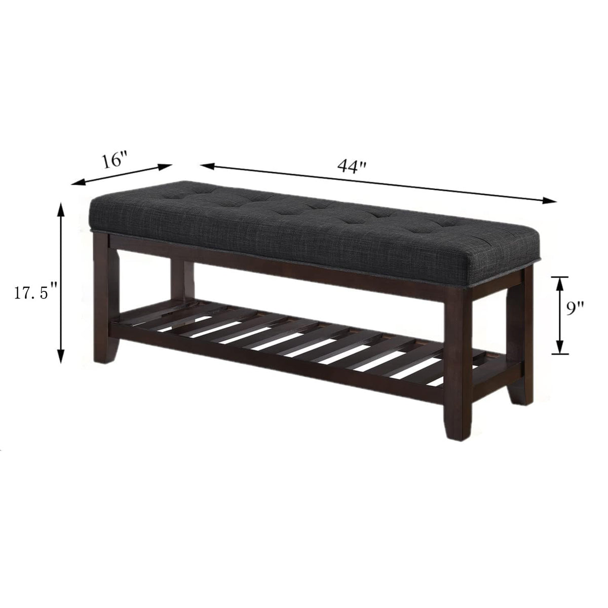 Large Rectangular Upholstered Tufted Linen Ottoman Bench P35823