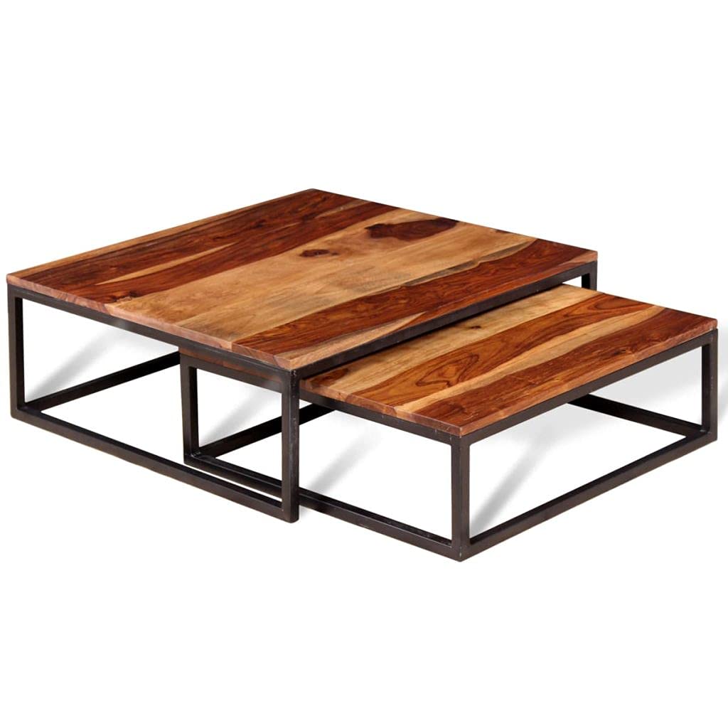 Two Piece Solid Sheesham Wood Nesting Coffee Table Set S212996