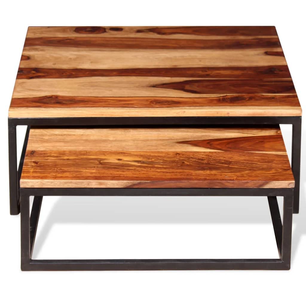 Two Piece Solid Sheesham Wood Nesting Coffee Table Set S212996