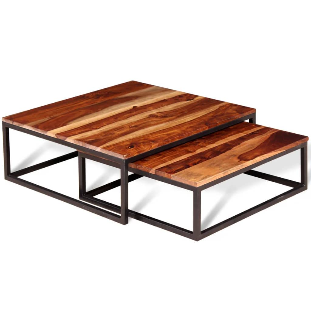 Two Piece Solid Sheesham Wood Nesting Coffee Table Set S212996