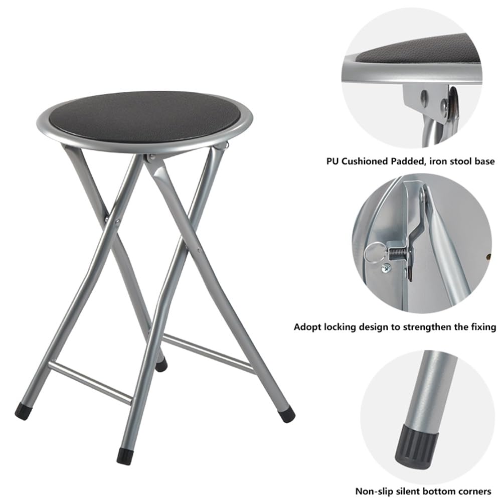 2 Pcs Portable Folding Stools, 18 Inch 330 Lb Capacity Black A47393