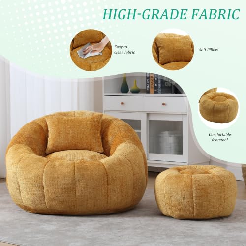 Oversized Round Bean Bag Chair with Ottoman & Pillow N872892
