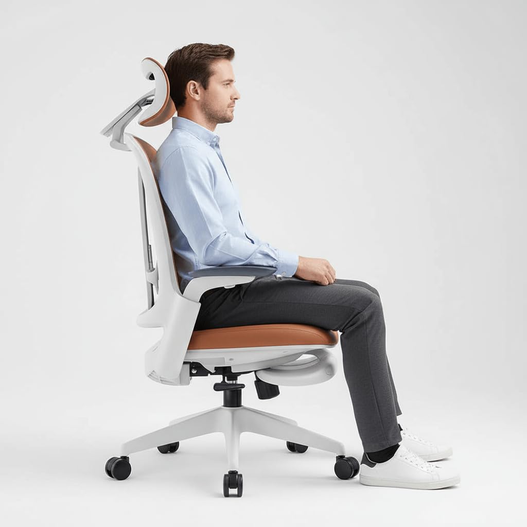 Leather Ergonomic Office Chair with Footrest Q70204