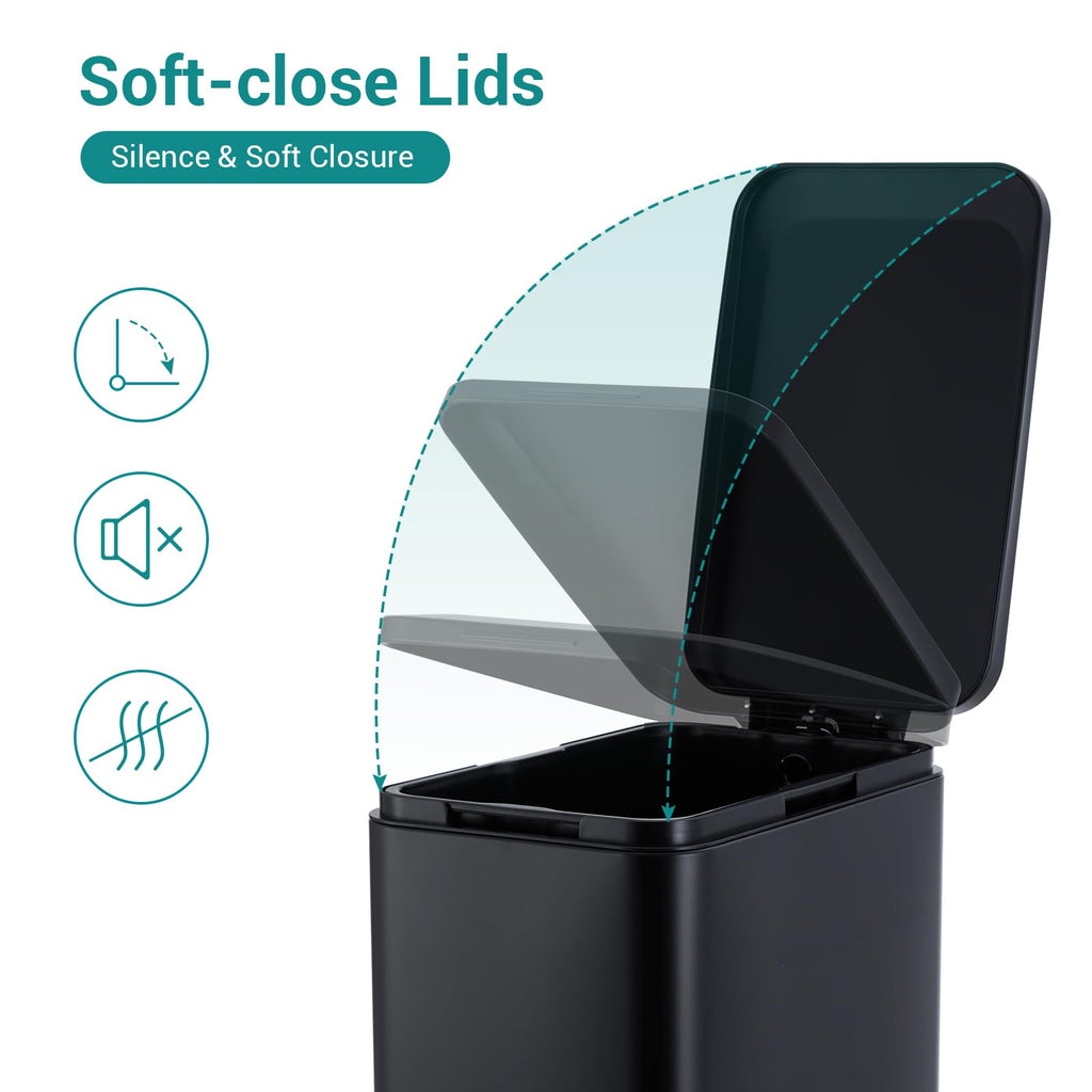 50L Slim Stainless Steel Trash Can with Lid U96495