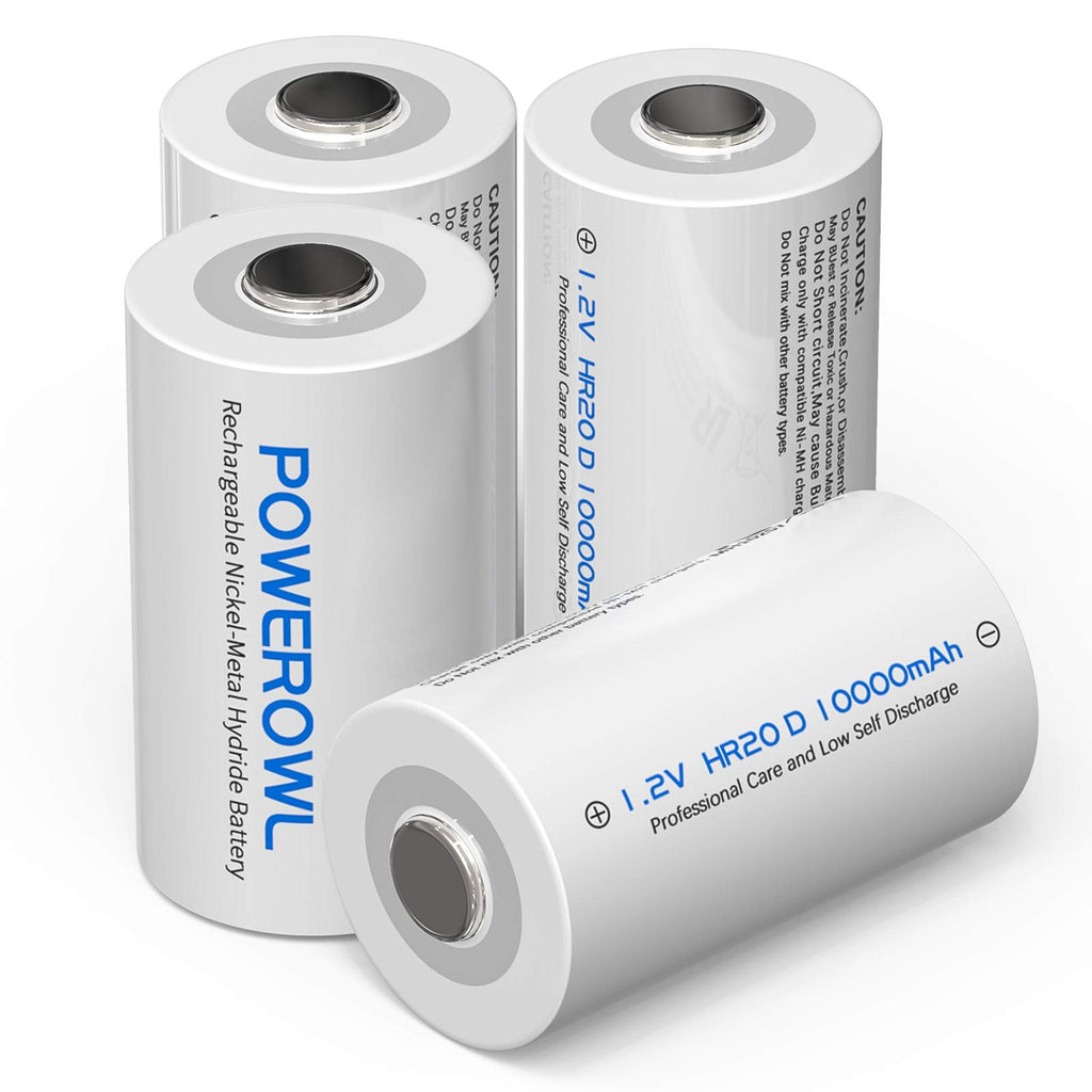 Rechargeable D Batteries 10000mah NiMH 4 Count S367