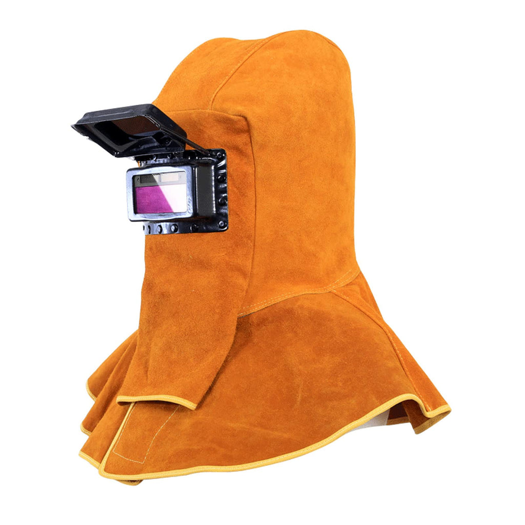 Cowhide Leather Welding Hood with Auto Darkening Filter F9374