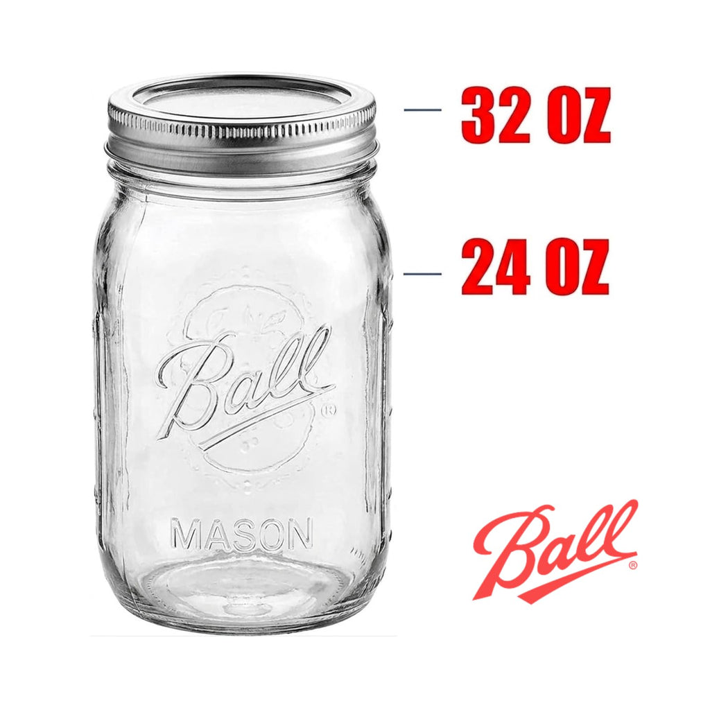 Regular Mouth 32-Ounces Mason Jar with Lids and Bands, Clear, Pack Of 2 L69295