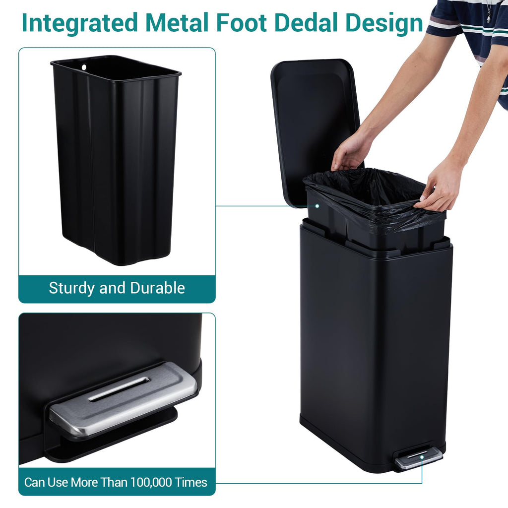 50L Slim Stainless Steel Trash Can with Lid U96495