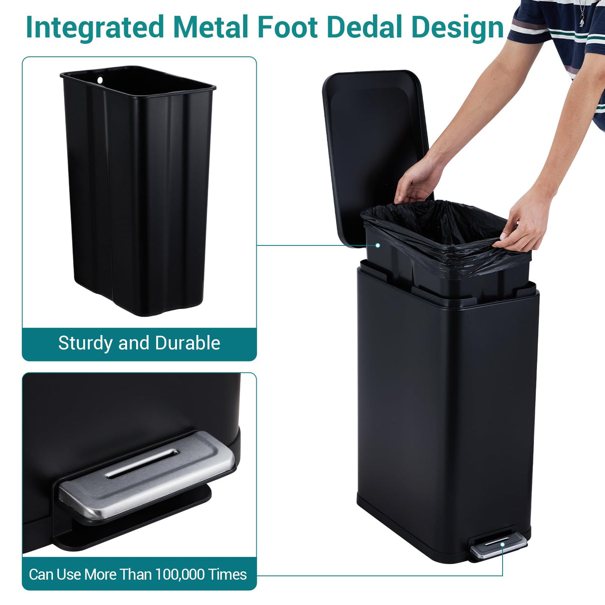 50L Slim Stainless Steel Trash Can with Lid U96495