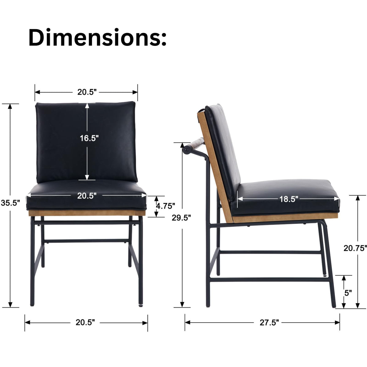 Black PU Dining Chairs Set of 2 R5036