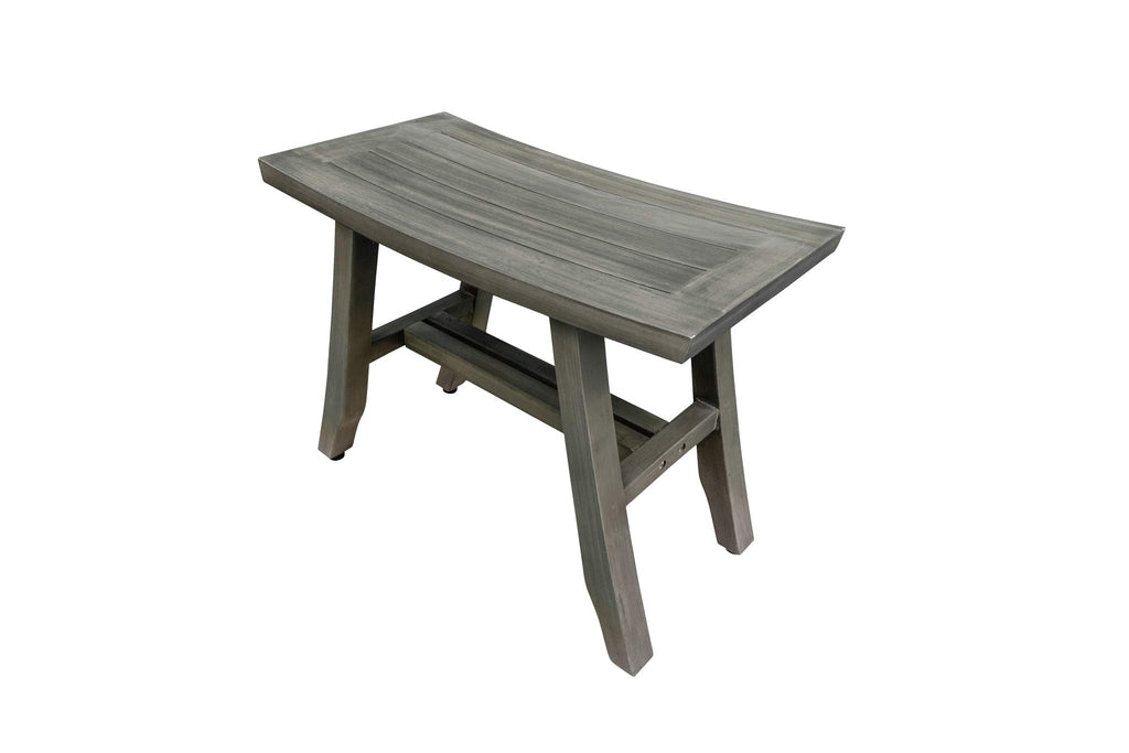 24" Gray Teak Shower Bench with Curved Seat Q397223