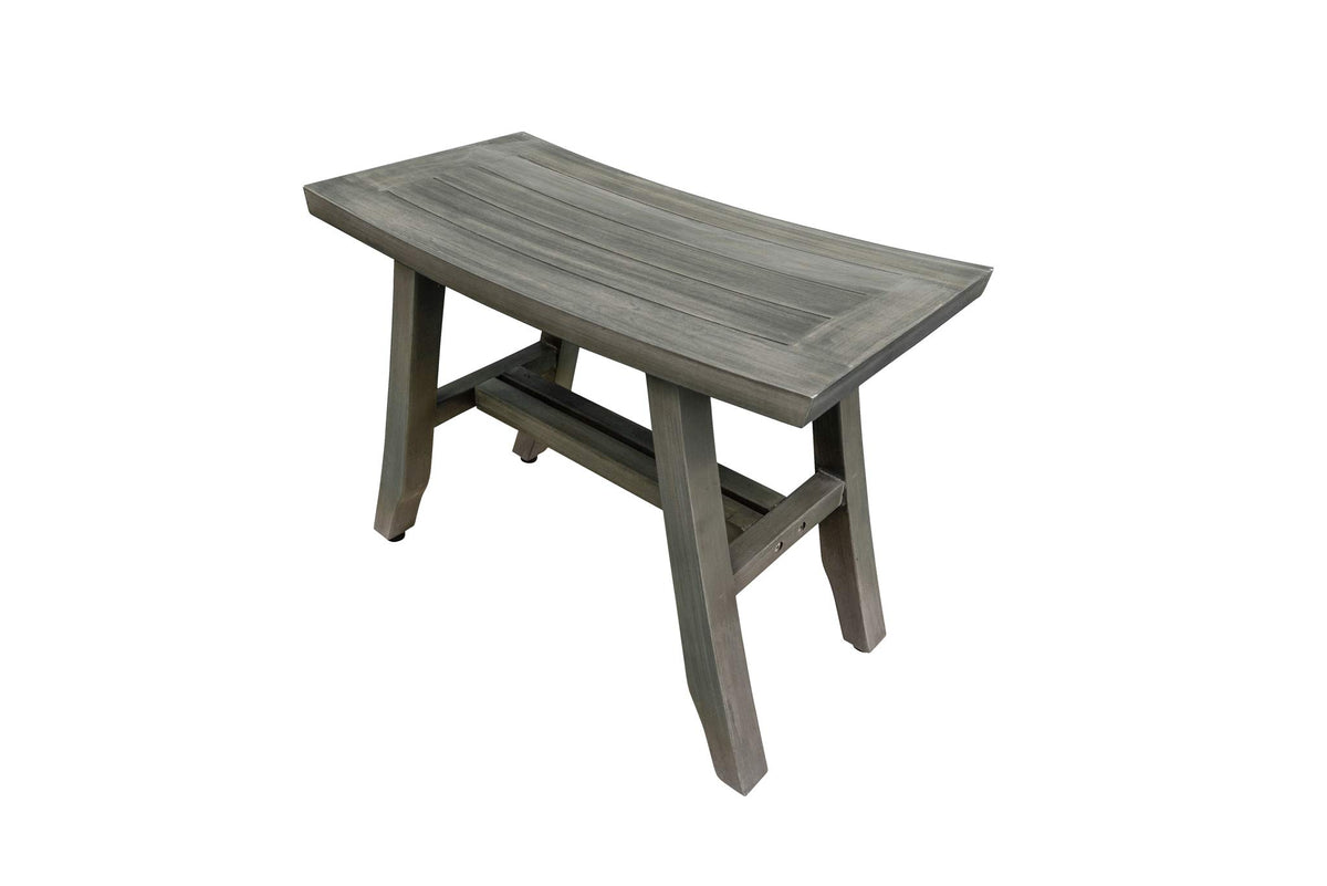 24" Gray Teak Shower Bench with Curved Seat Q397223
