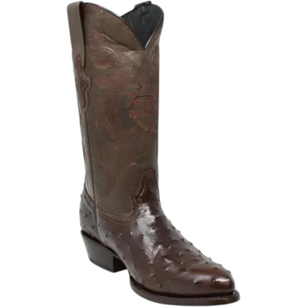 White Ostrich Print Leather Western Cowboy Boots U9709
