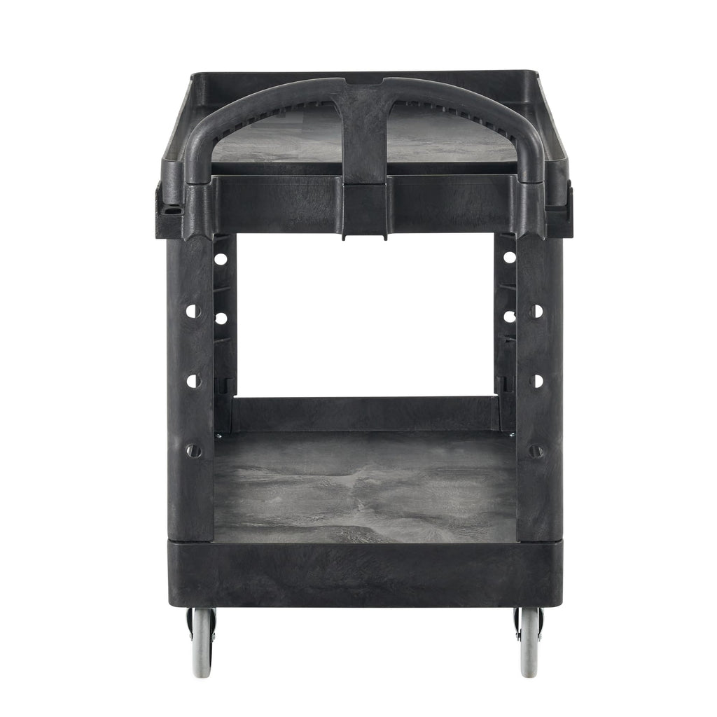 Black 2-Shelf Utility Cart with Lipped Shelves L37716