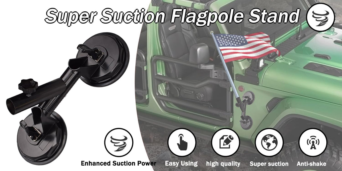 Suction Cup Vehicle Flagpole Bracket Aluminum Alloy O952602