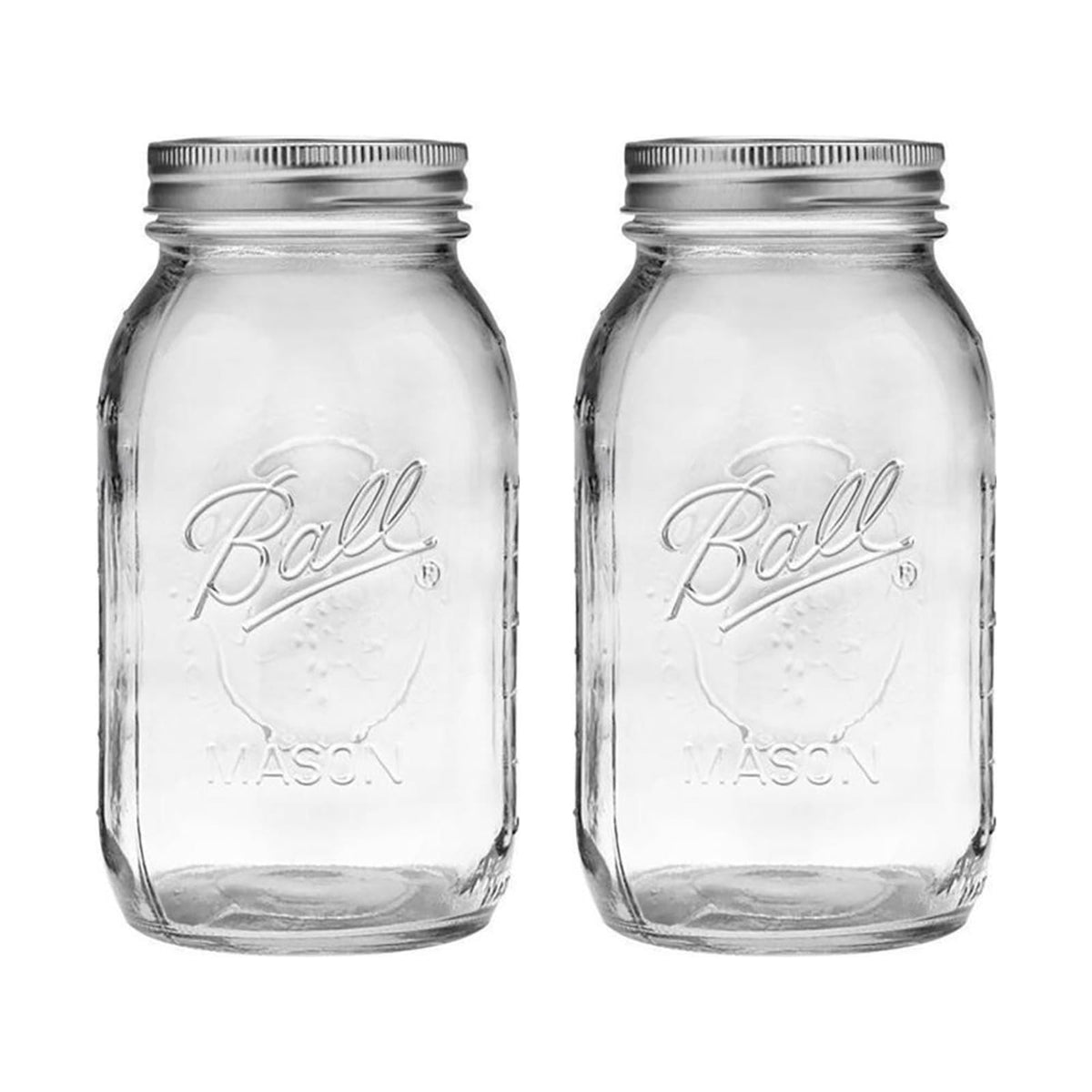 Regular Mouth 32-Ounces Mason Jar with Lids and Bands, Clear, Pack Of 2 L69295