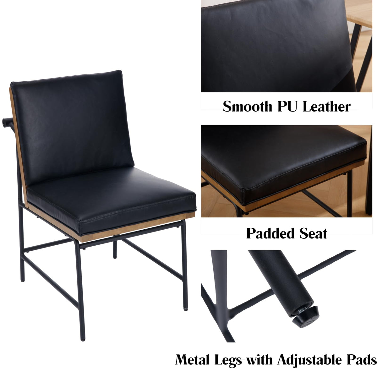 Black PU Dining Chairs Set of 2 R5036