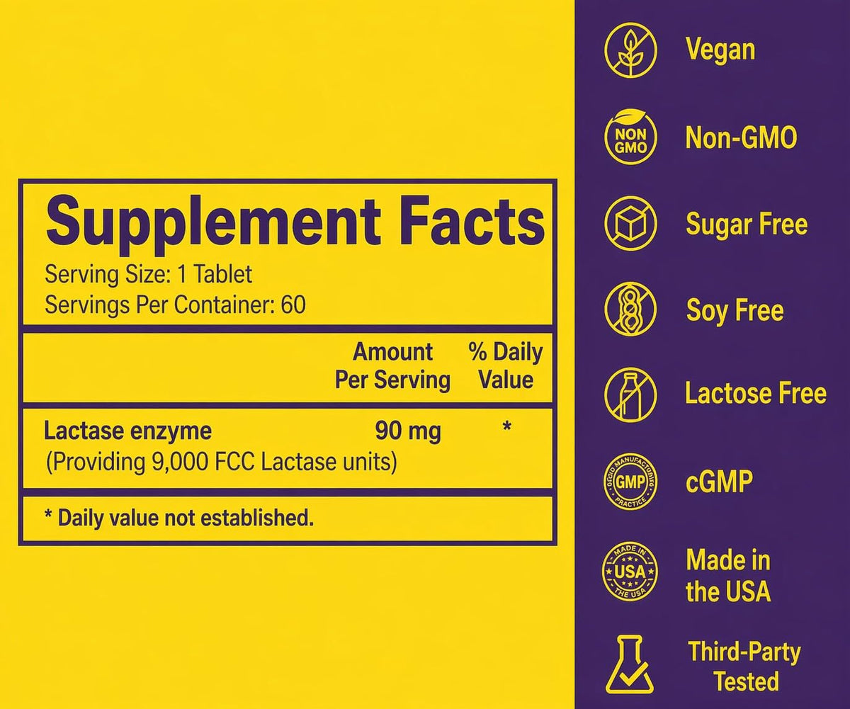 Lactase Enzyme Tablets 60 Tablets O361006