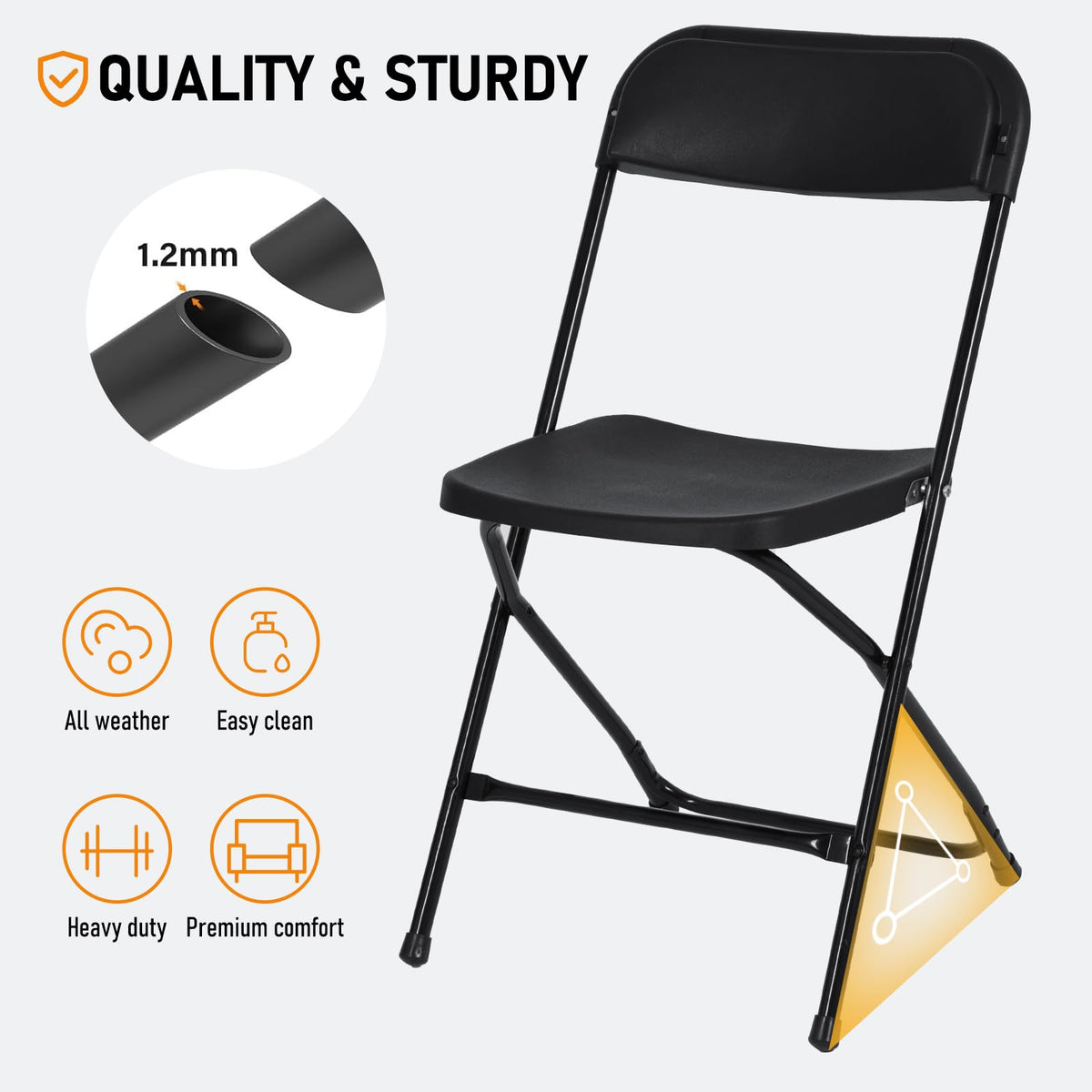 10 Pack Black Plastic Folding Chair P180