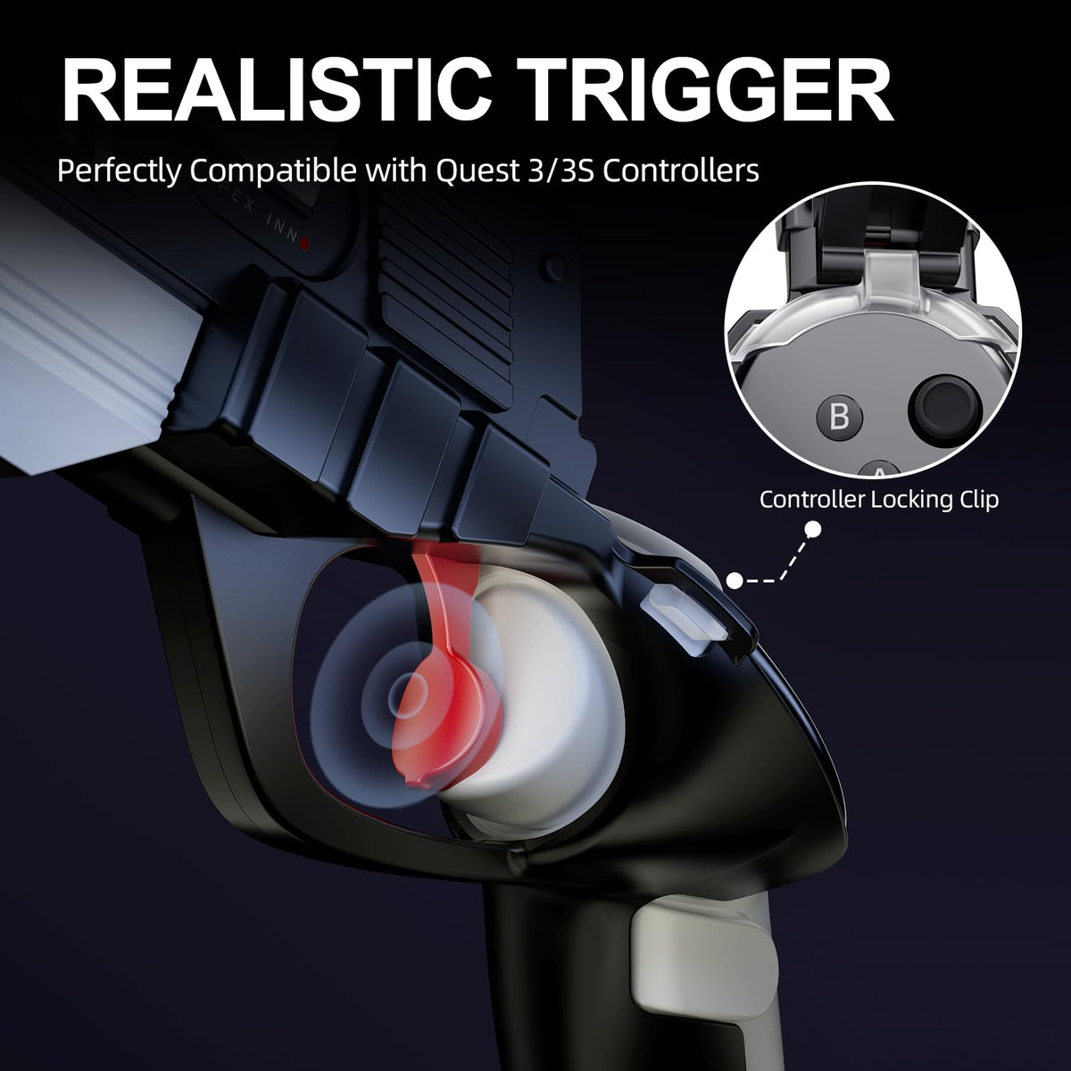 Controller Accessories Haptic Gun Stock Cover Compatible with Meta Quest 3S and Meta Quest 3 L51126