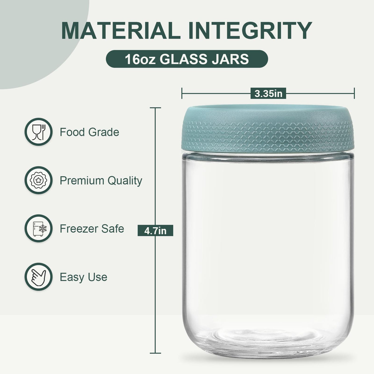 16oz Glass Jars with Airtight Lids U2303