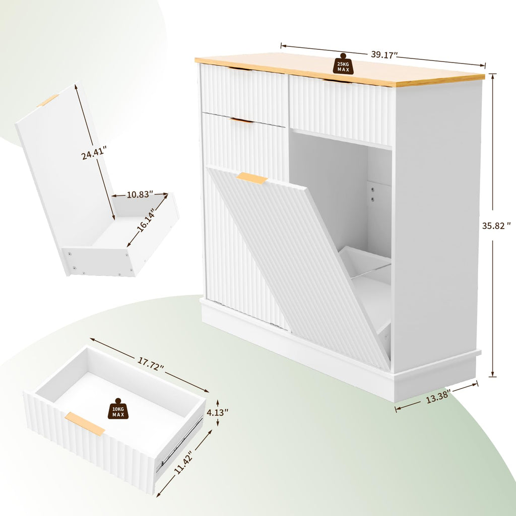 White Double Tilt Out Trash Can Cabinet Q383