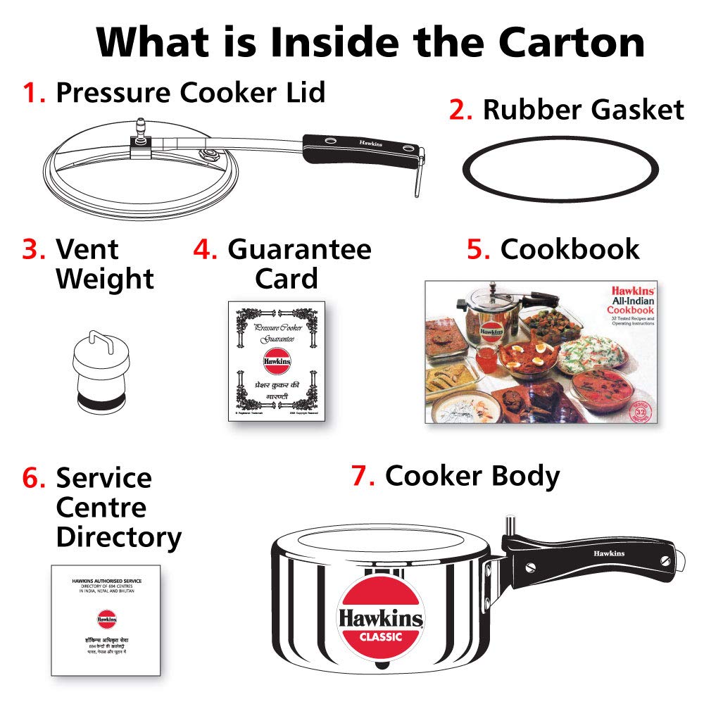 Aluminum 2.0 Litre Pressure Cooker Y255