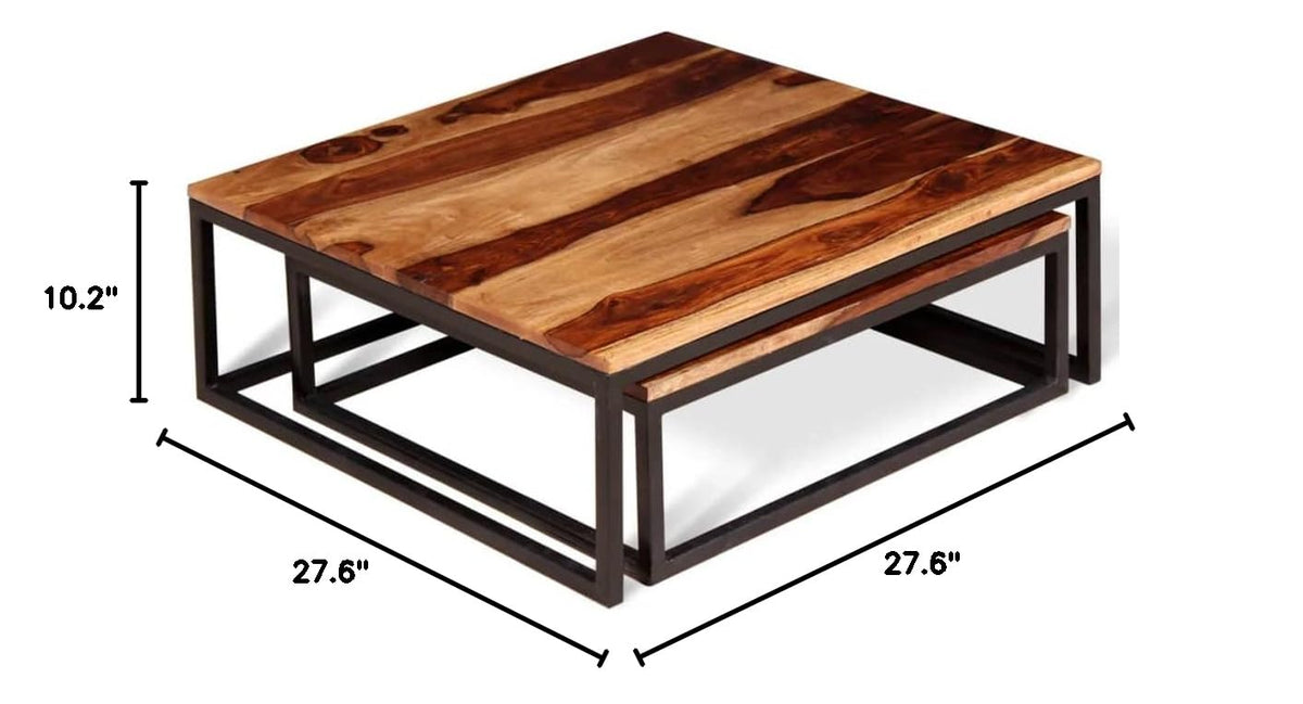 Two Piece Solid Sheesham Wood Nesting Coffee Table Set S212996