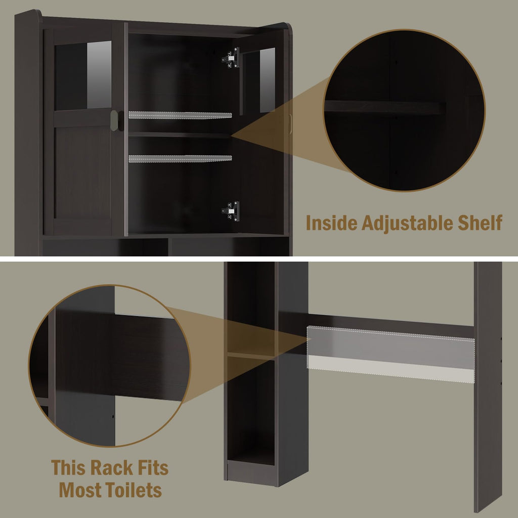 Over The Toilet Storage Cabinet with Doors and Shelves A720025