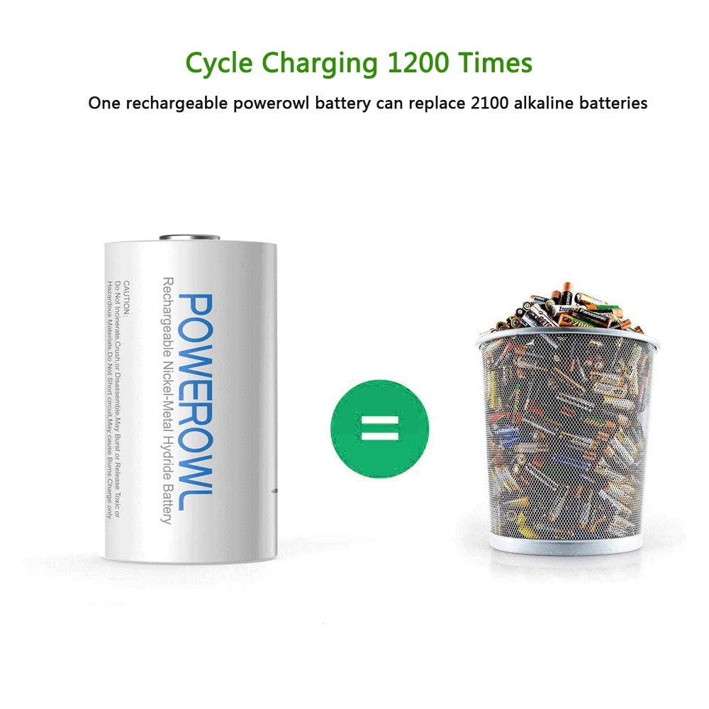 Rechargeable D Batteries 10000mah NiMH 4 Count S367