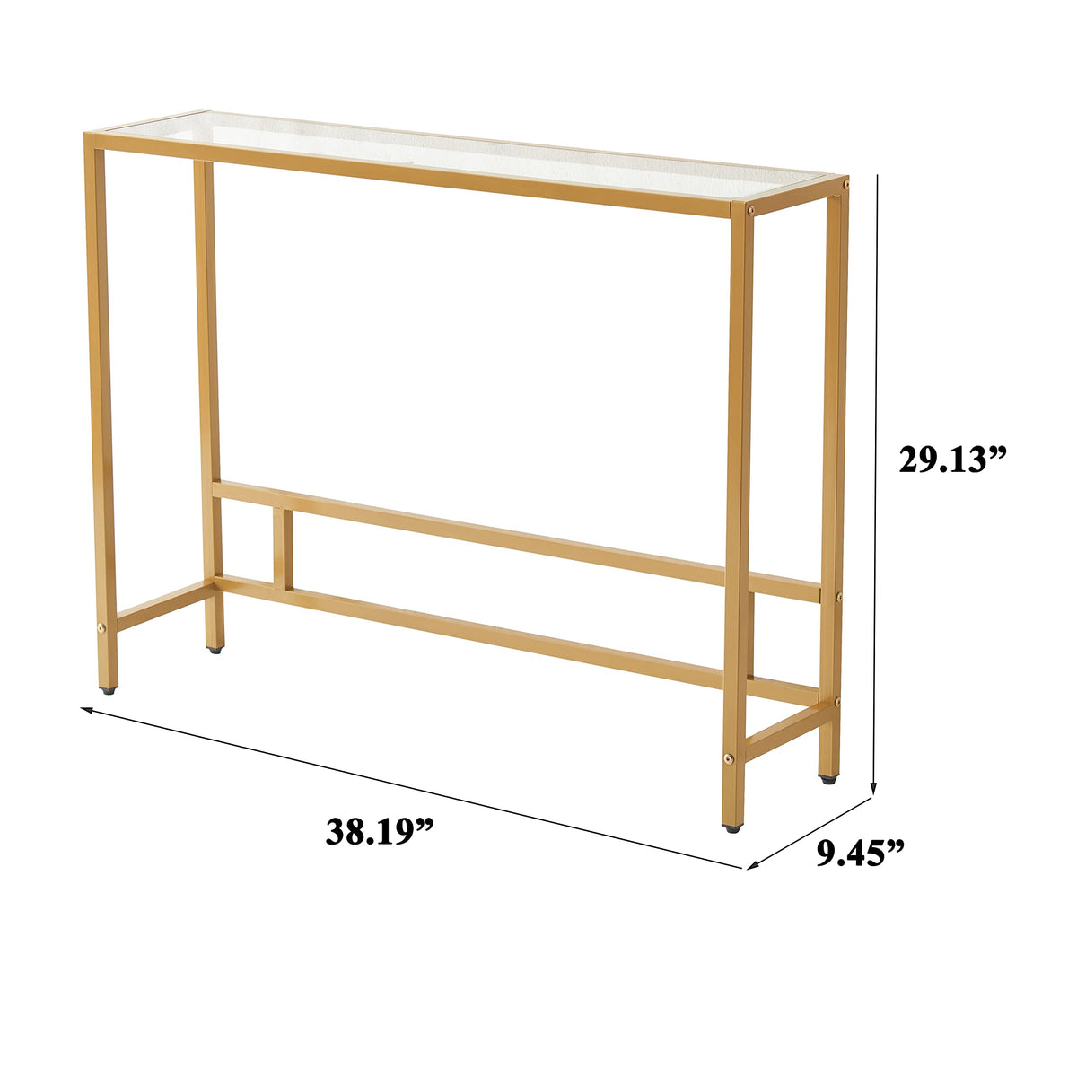 Small Modern Console Table Tempered Glass Metal Frame S86347