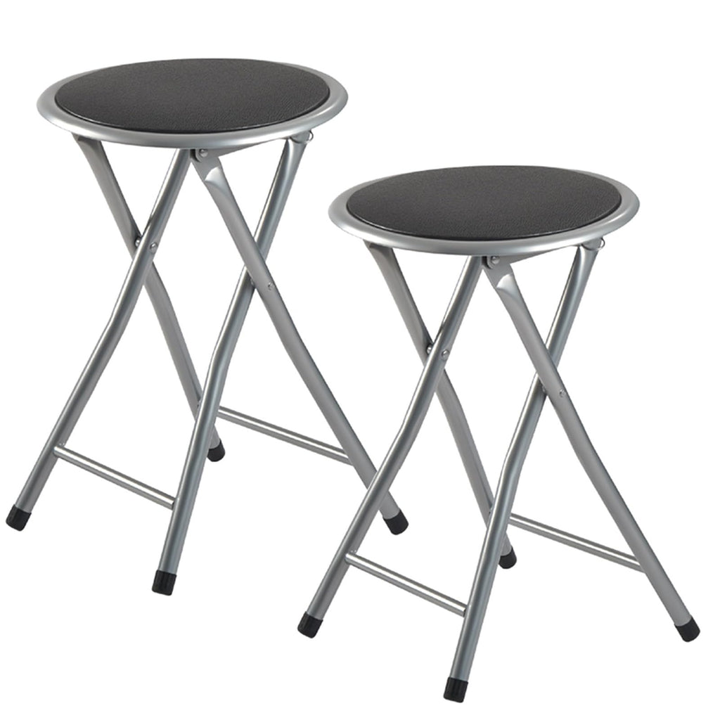 2 Pcs Portable Folding Stools, 18 Inch 330 Lb Capacity Black A47393