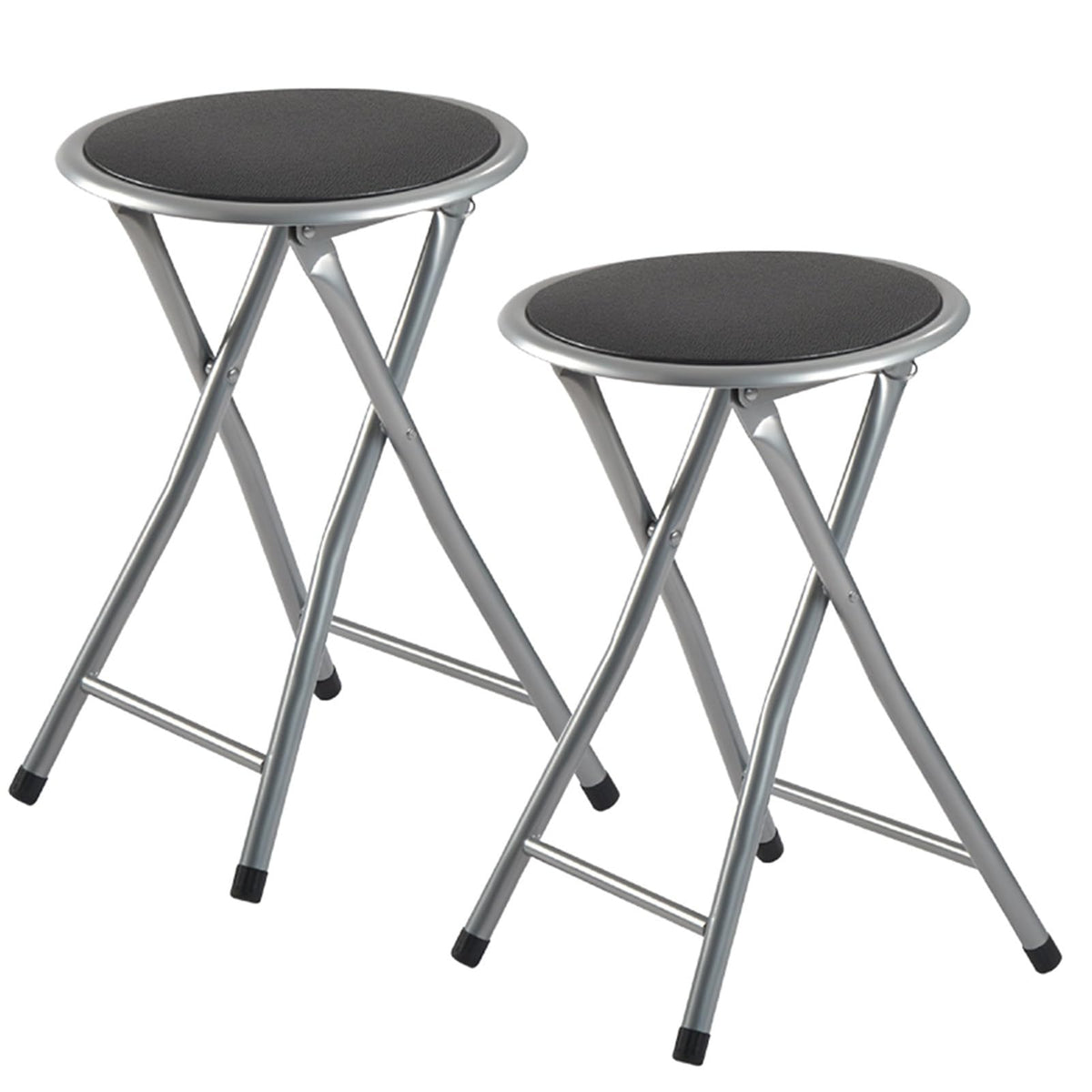 2 Pcs Portable Folding Stools, 18 Inch 330 Lb Capacity Black A47393